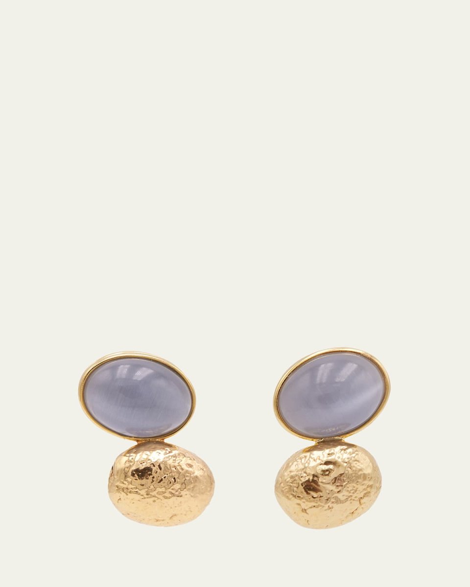 Opticol Quartz and Gold Nugget Stud Earrings